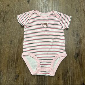 10/20$ Pekkle Pink Striped Monkey Baby Bodysuit Onesie size 3-6 months